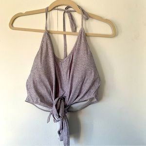 Kortni Jeane Tied-Up Top Swimsuit Halter Top in Heather Grey